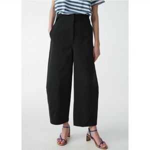 COS Cotton Trousers With Wrapped Seams in Black Size 6